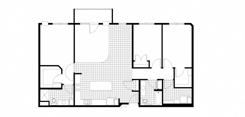 Floor plan for 3 beds, 2 baths, 1441 sqft